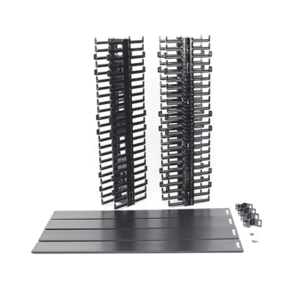 Organizador de Cable Vertical / 45 Espacios de Rack / 6.9 pies de Alto / 131 Cables CAT6 / Frontal Sencillo / ABS Negro