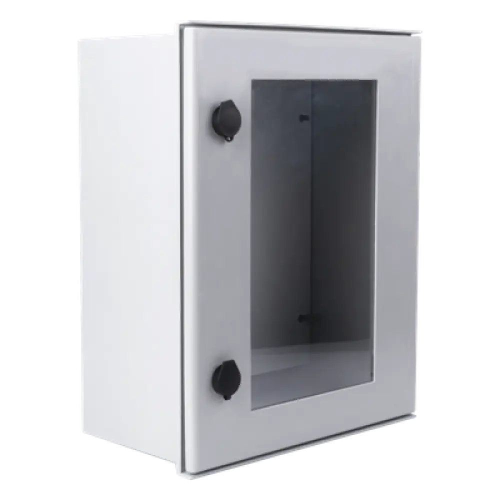 Gabinete de Poliéster IP65 / Puerta Transparente / 400 x 500 x 200 mm / Carga 30 kg / Placa Trasera Incluida / Uso en Intemperie