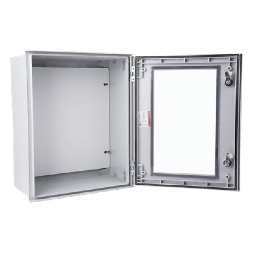 Gabinete de Poliéster IP65 / Puerta Transparente / 400 x 500 x 200 mm / Carga 30 kg / Placa Trasera Incluida / Uso en Intemperie
