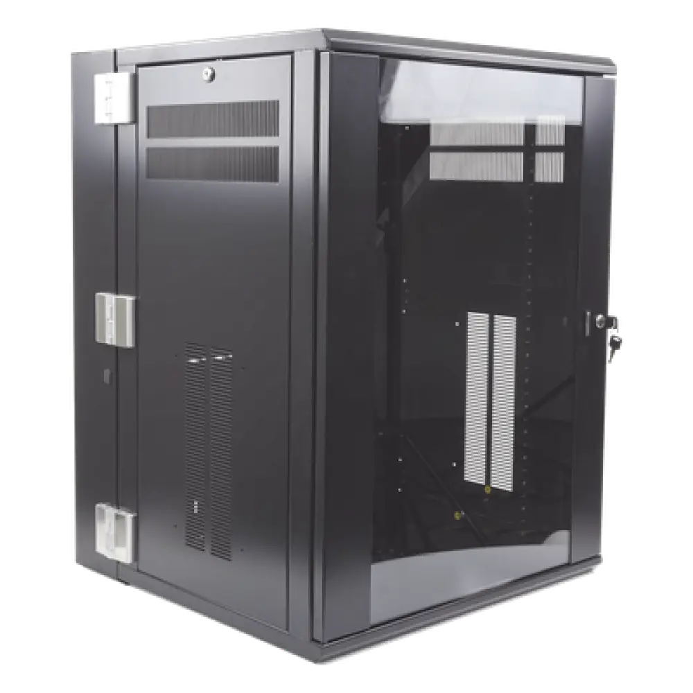 Gabinete de Montaje en Pared / 19in / 18 UR / 635mm (2.08ft) Profundidad / Ventana de Seguridad / 300 lb (136.1 kg) Carga / Acero Negro
