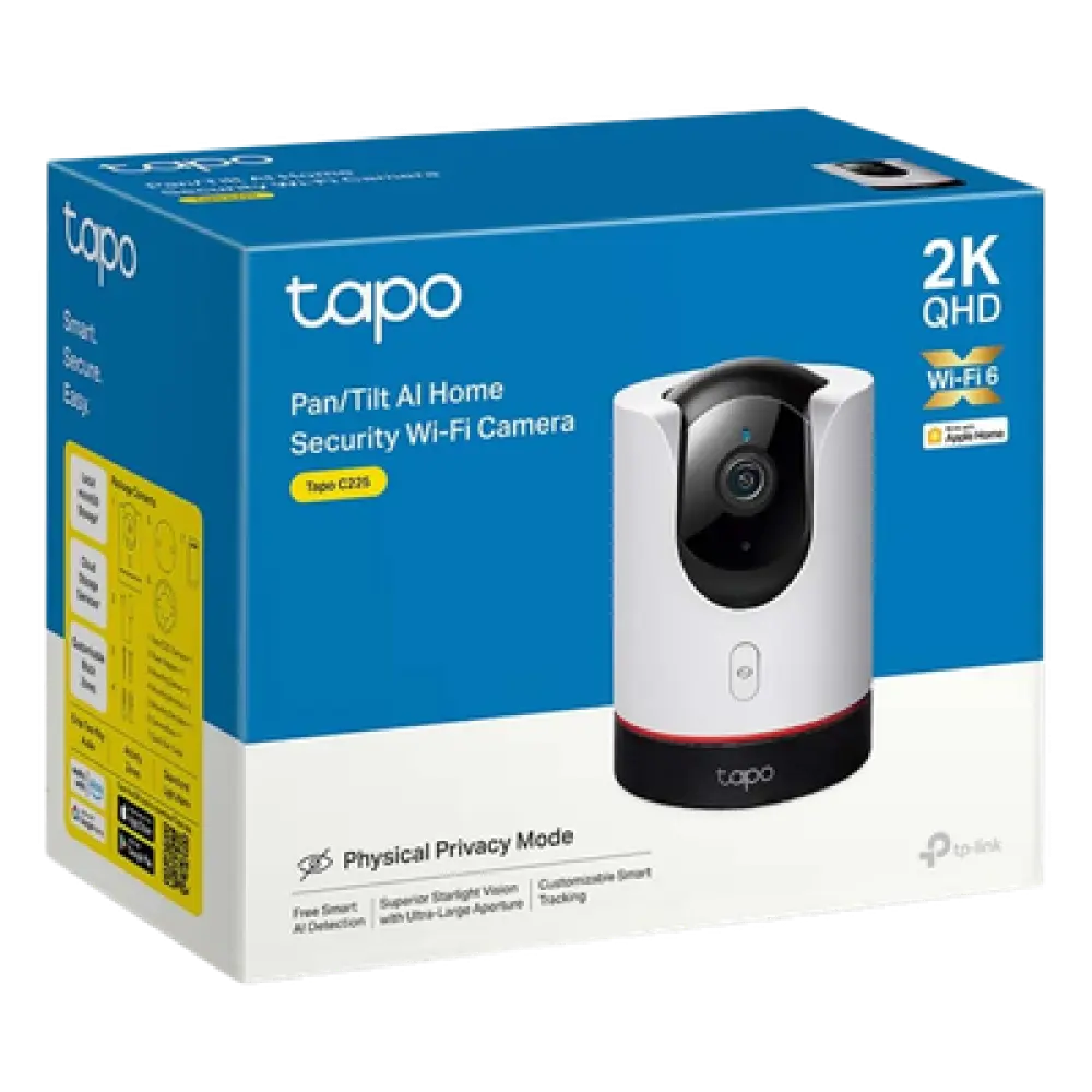 Cámara IP Pan/Tilt / 2K QHD 2688 × 1520 px / Wi-Fi 6 / Visión Starlight F1.6 / Detección IA Personas-Mascotas-Vehículos / Audio Bidireccional / Privacidad Física / microSD 512 GB