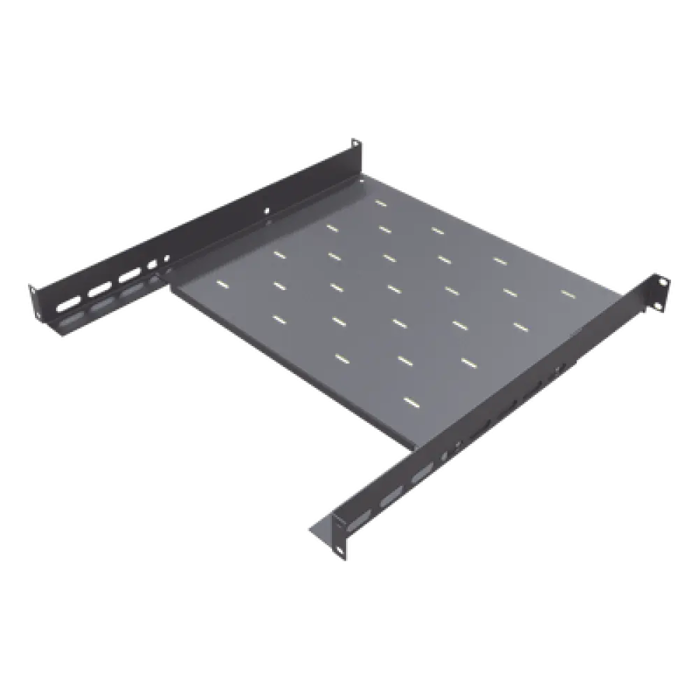 Charola para Rack / 1U / Profundidad Ajustable 347 a 489 mm (1.14 a 1.60 ft) / Carga 20 kg / 4 Postes / Acero Calibre 16-18