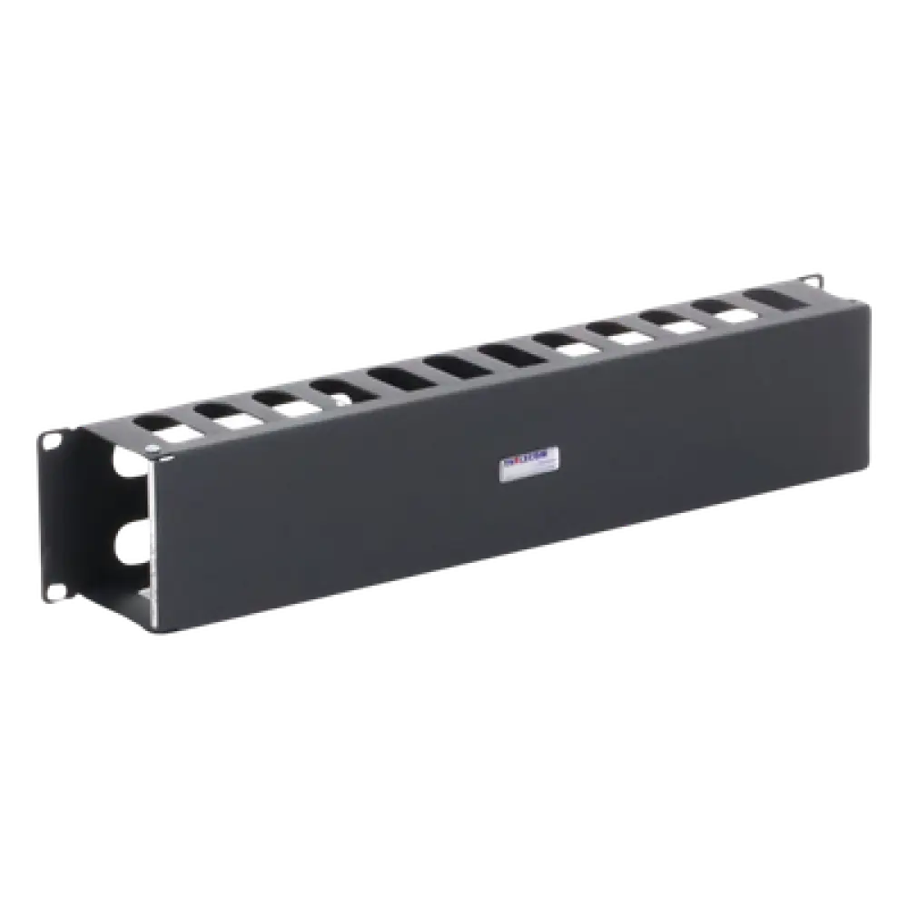 Organizador de Cables Horizontal / 19" / 2UR / Acero Calibre 18 / Tapa PVC / 2.52' (30.24 in) de Profundidad