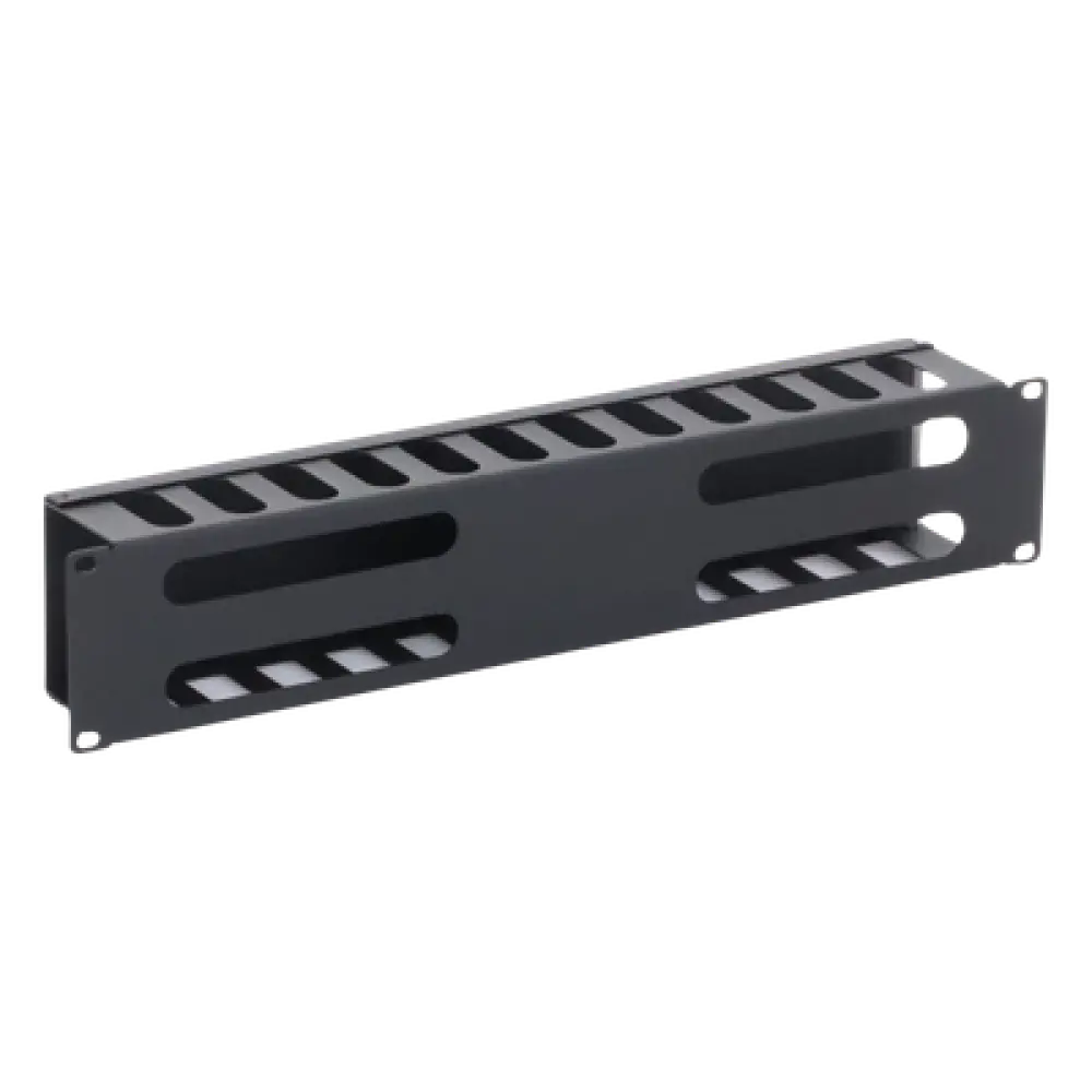 Organizador de Cables Horizontal / 19" / 2UR / Acero Calibre 18 / Tapa PVC / 2.52' (30.24 in) de Profundidad