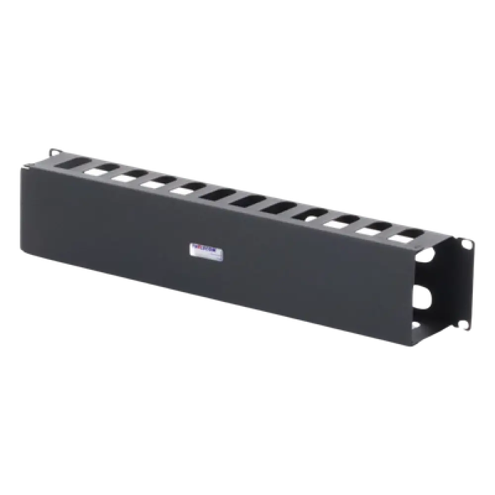 Organizador de Cables Horizontal / 19" / 2UR / Acero Calibre 18 / Tapa PVC / 2.52' (30.24 in) de Profundidad