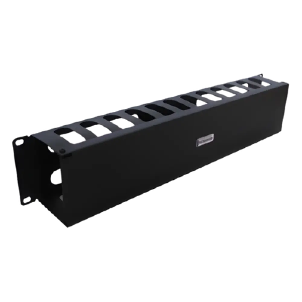 Organizador de Cables Horizontal / 19" / 2UR / Acero Calibre 18 / Tapa PVC / 2.52' (30.24 in) de Profundidad