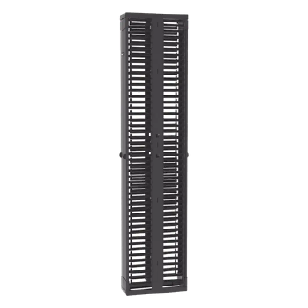 Organizador de Cables Vertical / Doble Frente y Posterior / 45 Unidades / 8 in de Ancho / Acero y ABS / Push-to-Close