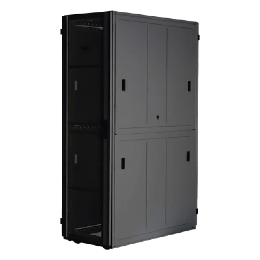 Gabinete para Centro de Datos / 42 UR / 600 mm de Ancho / 1200 mm de Profundidad / Carga Estática 1588 kg / Ventilación 80% / Acero Soldado