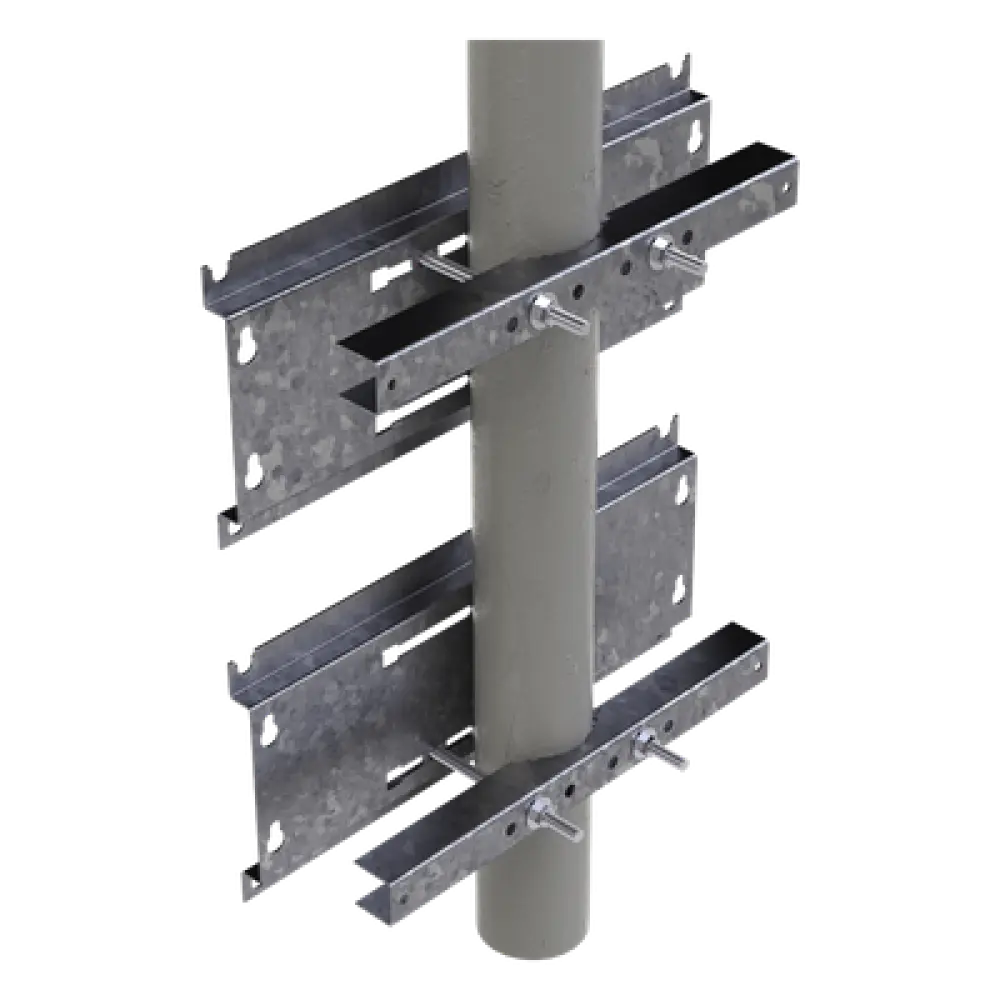 Herraje de Fijación para Gabinete / Compatible 16U y 24U / Acero Galvanizado / Pared, Poste o Torre