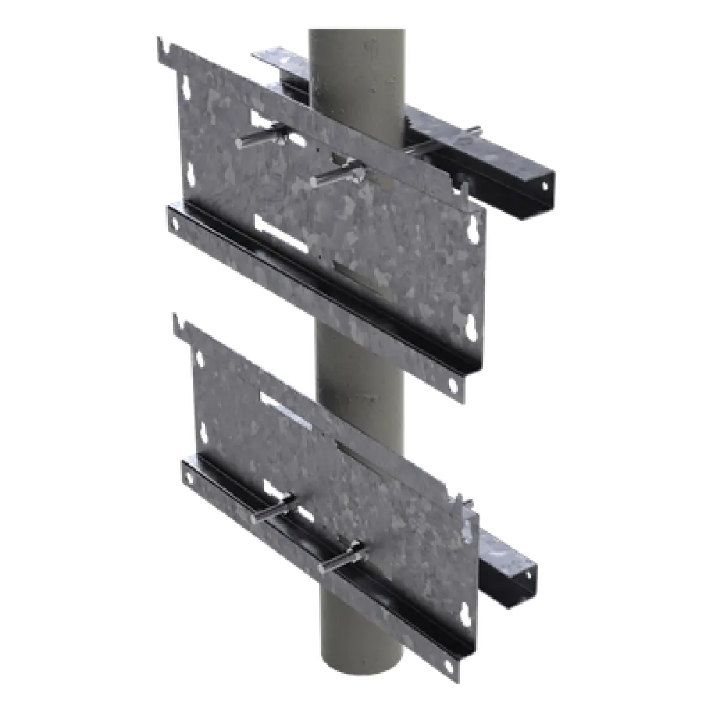 Herraje de Fijación para Gabinete / Compatible 16U y 24U / Acero Galvanizado / Pared, Poste o Torre
