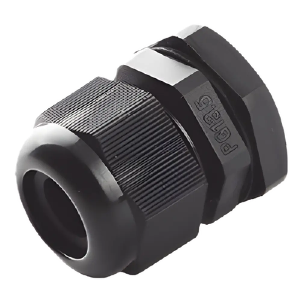 Conector Tipo Glándula / Cable 6-12 mm / Rosca 20.2 mm (51/64') / Plástico Negro / Uso Industrial