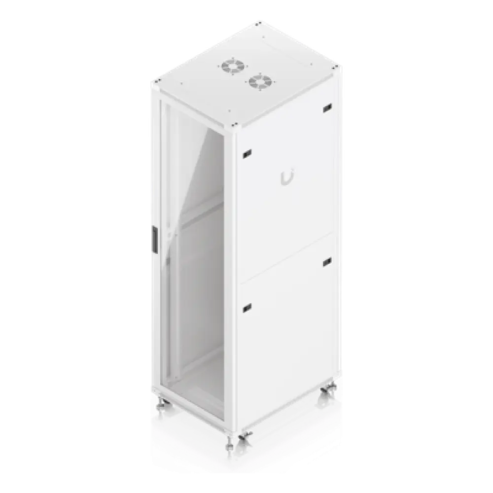 Gabinete Rack de Piso / 42U / 600 x 800 mm (31.5 in) / 800 kg (1763.7 lb) / Puerta de Vidrio Templado / Ventiladores Integrados / Ruedas con Bloqueo