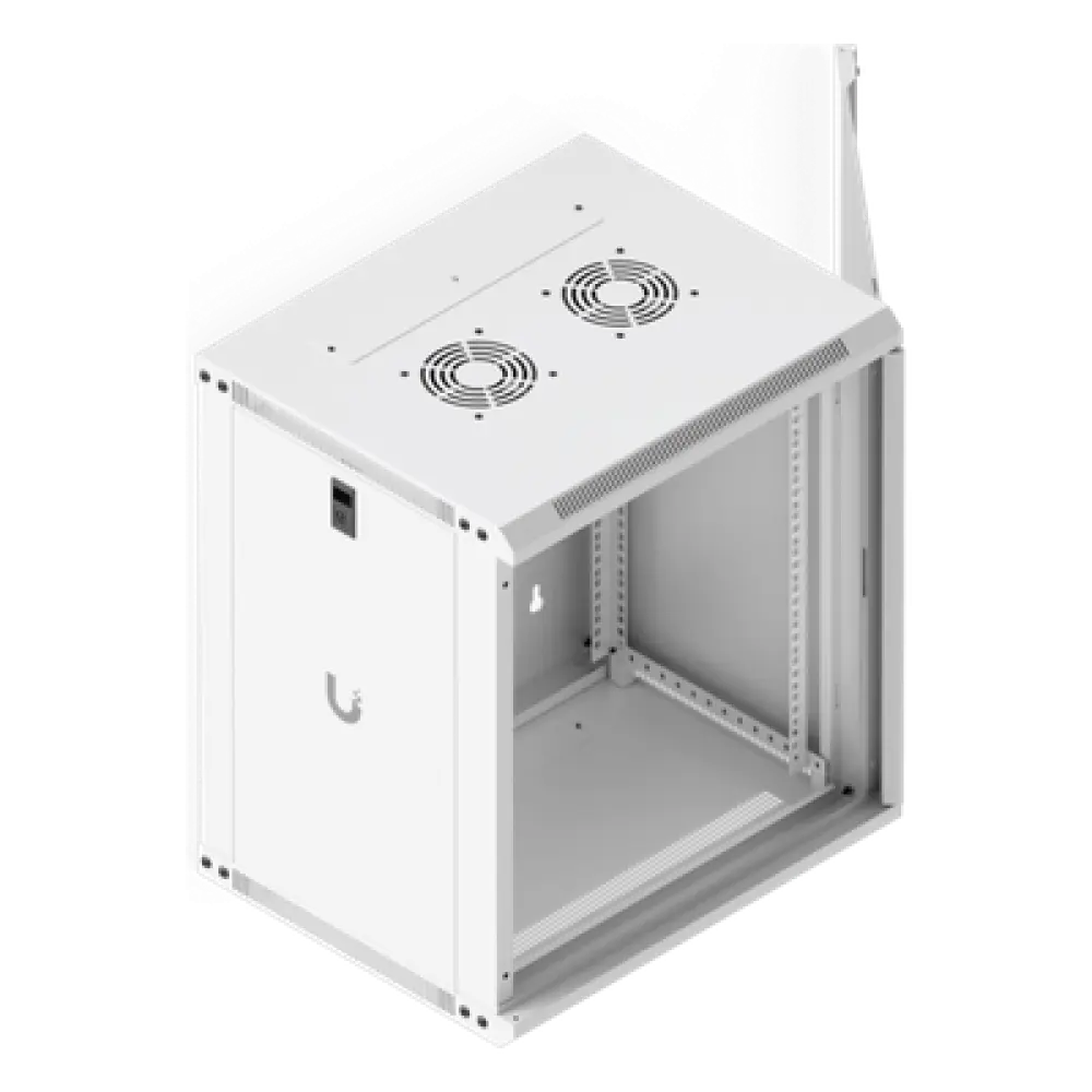 Gabinete Rack 12U / Montaje en Pared / 550 x 450 mm / Puerta de Vidrio Templado / Ventilación Integrada / Capacidad 50 kg