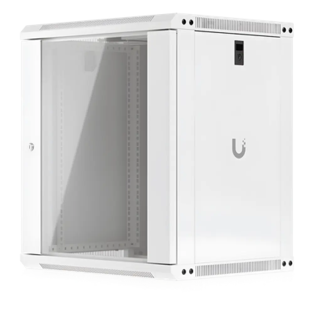 Gabinete Rack 12U / Montaje en Pared / 550 x 450 mm / Puerta de Vidrio Templado / Ventilación Integrada / Capacidad 50 kg