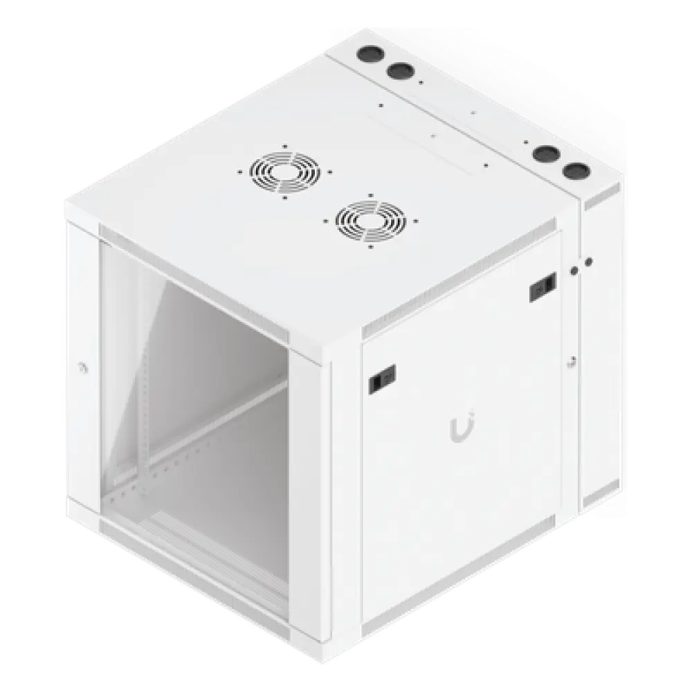 Gabinete Rack de Pared / 12U / 600 x 703 mm (23.6 x 27.7") / Puerta Frontal Vidrio Templado / Puerta Trasera Abatible / Paneles Laterales con Llave