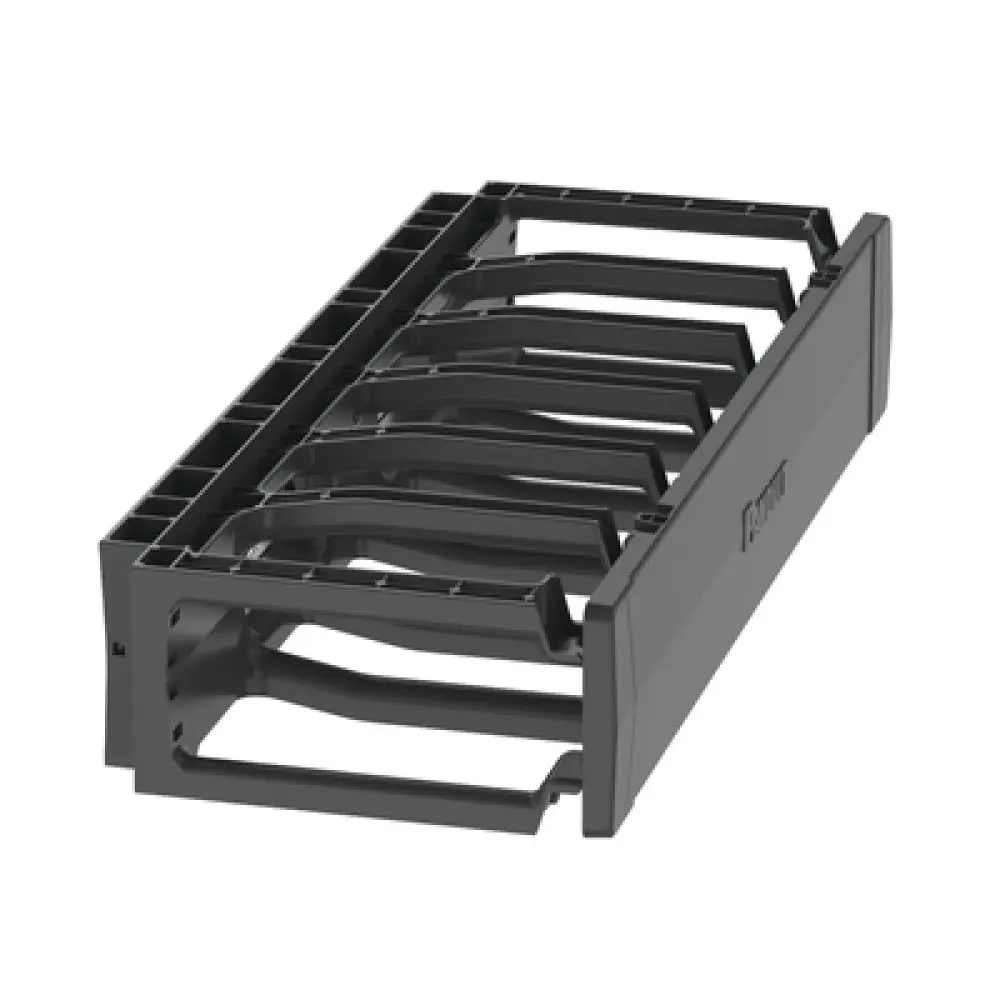 Organizador de Cables Horizontal / Rack 19 pulgadas / 2UR / Cubierta Magnética Doble Bisagra / Aberturas para Cat 6 y 6A / 484 x 90 x 202 mm (19 x 3.5 x 7.9 in)