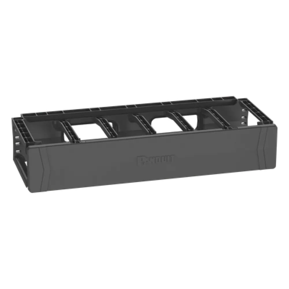 Organizador de Cables Horizontal / Rack 19 pulgadas / 2UR / Cubierta Magnética Doble Bisagra / Aberturas para Cat 6 y 6A / 484 x 90 x 202 mm (19 x 3.5 x 7.9 in)