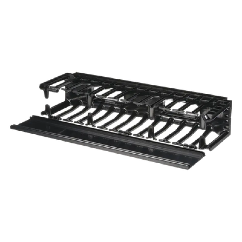 Organizador de Cables Horizontal / Alta Densidad / 19in / 2UR / Frontal Único / ABS con Radio de Curvatura