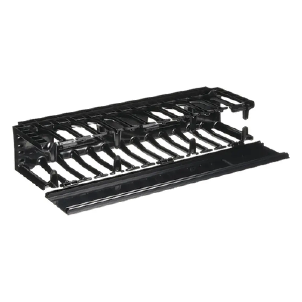Organizador de Cables Horizontal / Alta Densidad / 19in / 2UR / Frontal Único / ABS con Radio de Curvatura