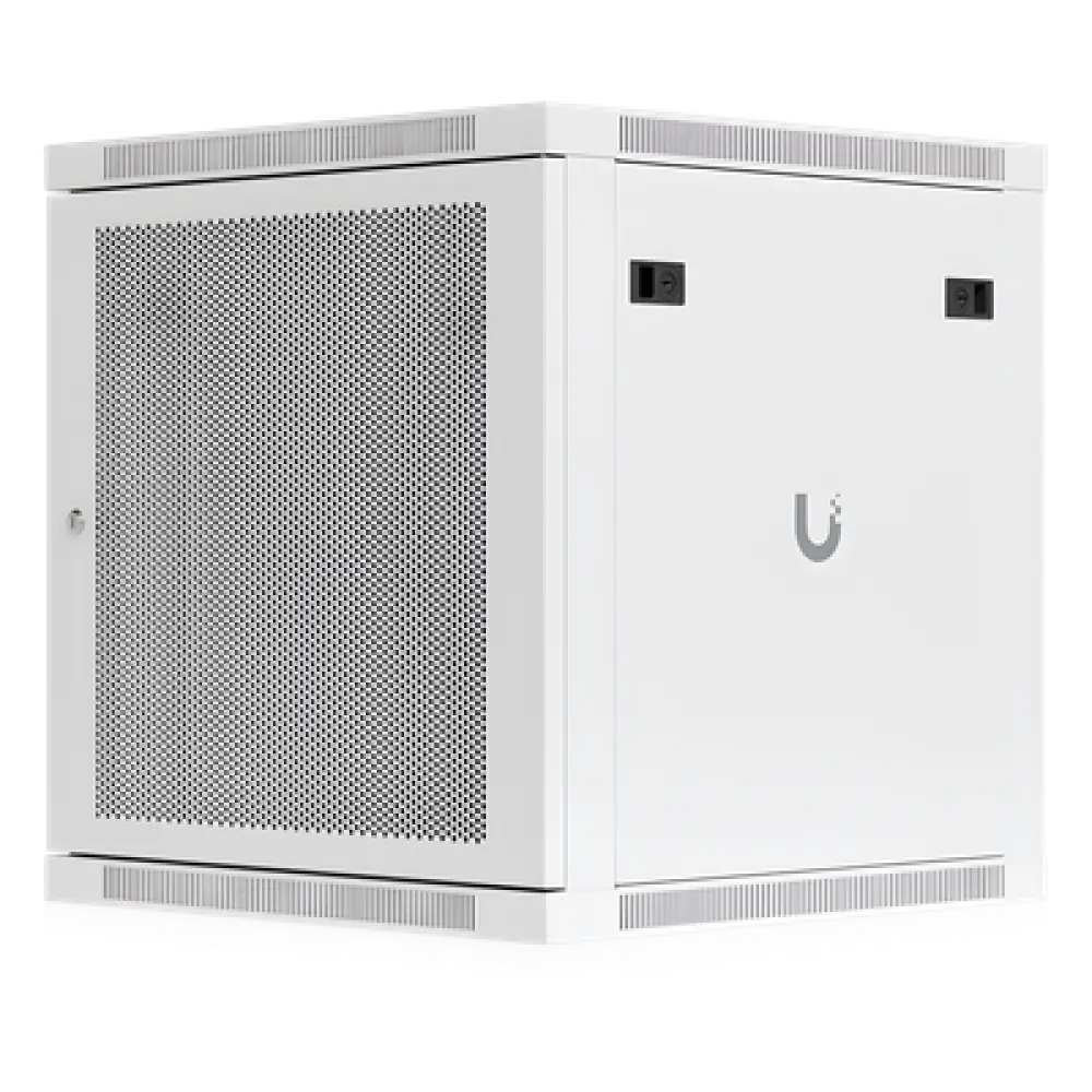 Gabinete Rack 12U / Montaje en Pared / Profundidad Ajustable 448-508 mm / Capacidad 80 kg / Ventilación Integrada / Puerta Perforada