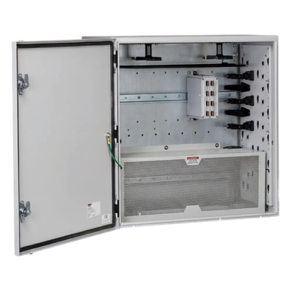 Gabinete de Zona de Red / IP66 / UL 4/12/4X / Acero 610 x 295 x 610 mm (24 x 11.6 x 24 in) / Rieles DIN / Puerta Reversible