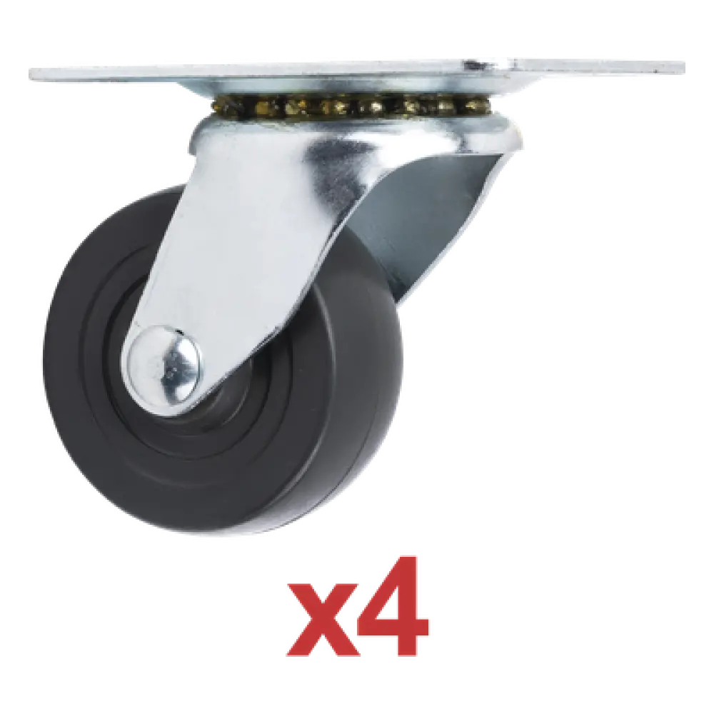Kit de Ruedas Locas para Racks / 2.5 in (6.35 cm) / Carga 125 lb por Rueda / Base 3 7/8 x 2 3/4 in (9.8 x 7 cm) / Altura 3.25 in (8.25 cm)