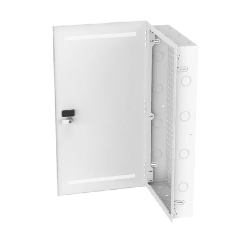 Gabinete de Montaje en Pared / Acero Calibre 18 / Capacidad 16 kg (35 lb) / Puerta Reversible con Cerradura / Ventilación Integrada / 28 in de Altura