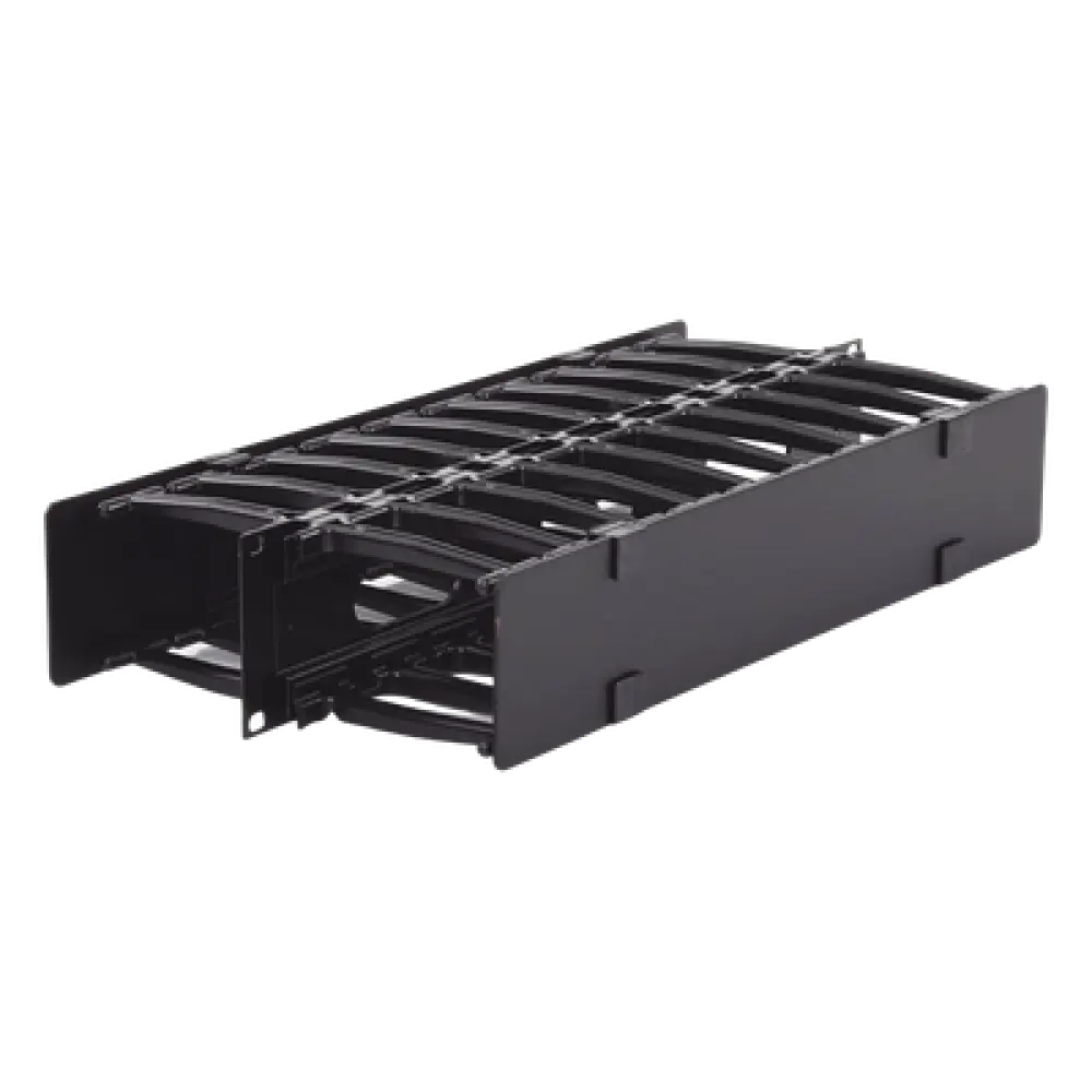 Organizador de Cable Horizontal / Doble / 19in / 4in (0.33 pies) de profundidad / 2UR / Alta Densidad