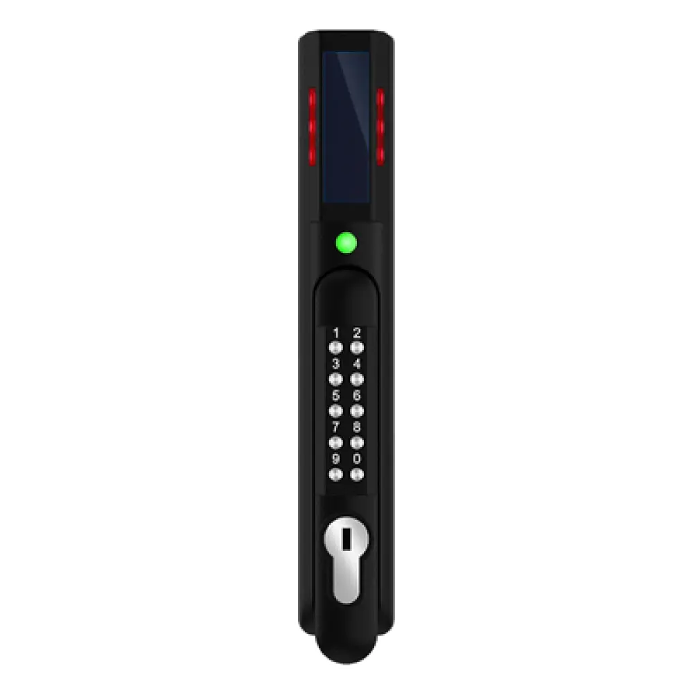 Chapa de Seguridad Electrónica / Doble Autenticación RFID y PIN / Lector Dual 125 kHz y 13.56 MHz / Sensor de Humedad Integrado / 200 Usuarios / LED de Alertas