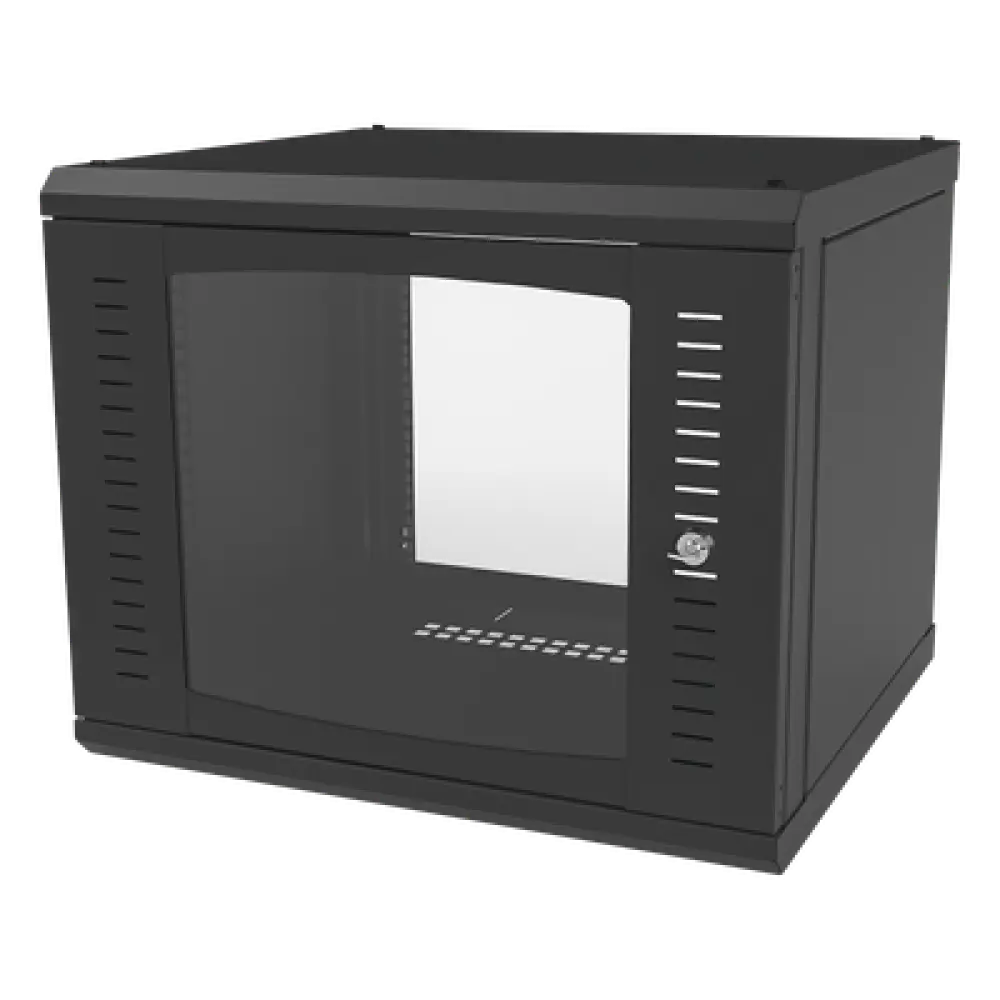 Gabinete para Montaje en Pared Fijo, con 9 Unidades de Rack, de 19in, Puerta de Cristal Templado, Fabricado en Acero