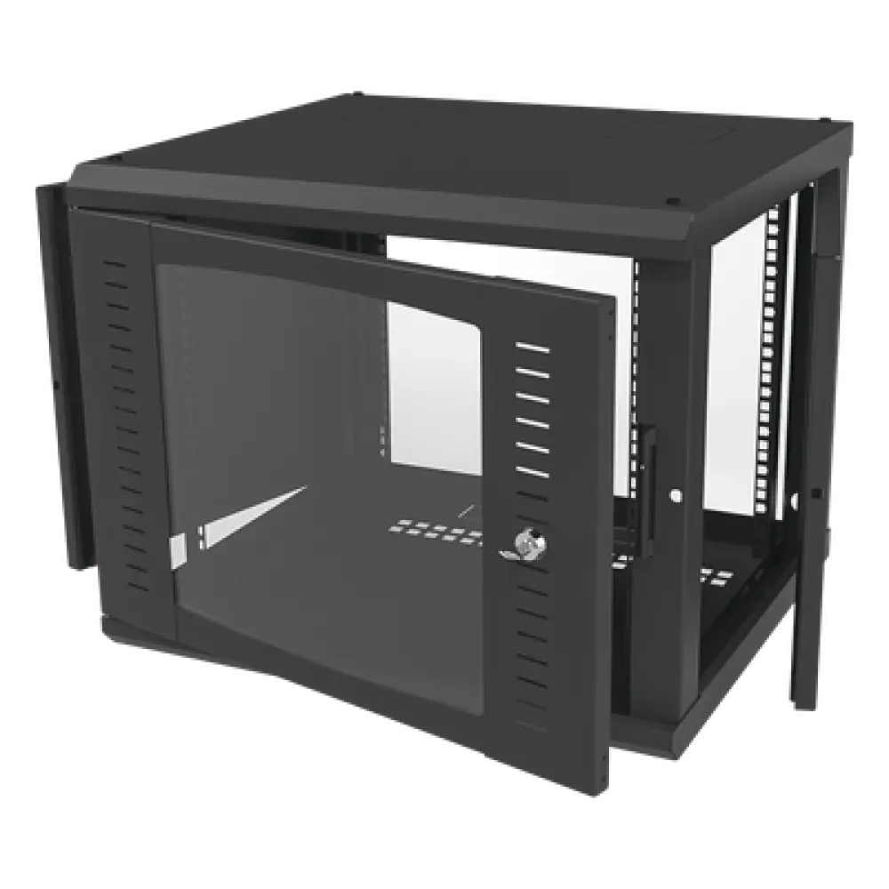 Gabinete para Montaje en Pared Fijo, con 9 Unidades de Rack, de 19in, Puerta de Cristal Templado, Fabricado en Acero