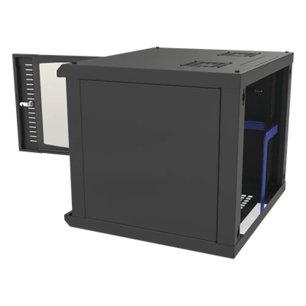 Gabinete para Montaje en Pared Fijo, con 9 Unidades de Rack, de 19in, Puerta de Cristal Templado, Fabricado en Acero