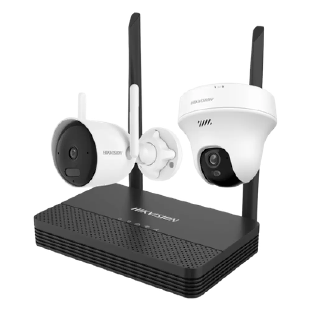 Kit IP Inalámbrico / NVS 4 Canales / 2 Cámaras Wi-Fi 2 Megapixel / Dual Light 30 m (98.4 ft) / Audio Bidireccional / Lente 2.8 mm 97°