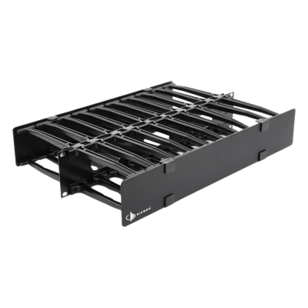 Organizador de Cable Horizontal / Doble Profundidad 6in (152mm) / Rack 19in / 2UR / Alta Densidad