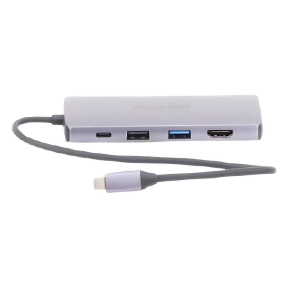 Hub USB-C 8 en 1 / HDMI 4K@30Hz / 3x USB 3.0 5 Gbps / Lector SD + Micro SD / PD 100W / Aluminio 112 mm (4.4 in)