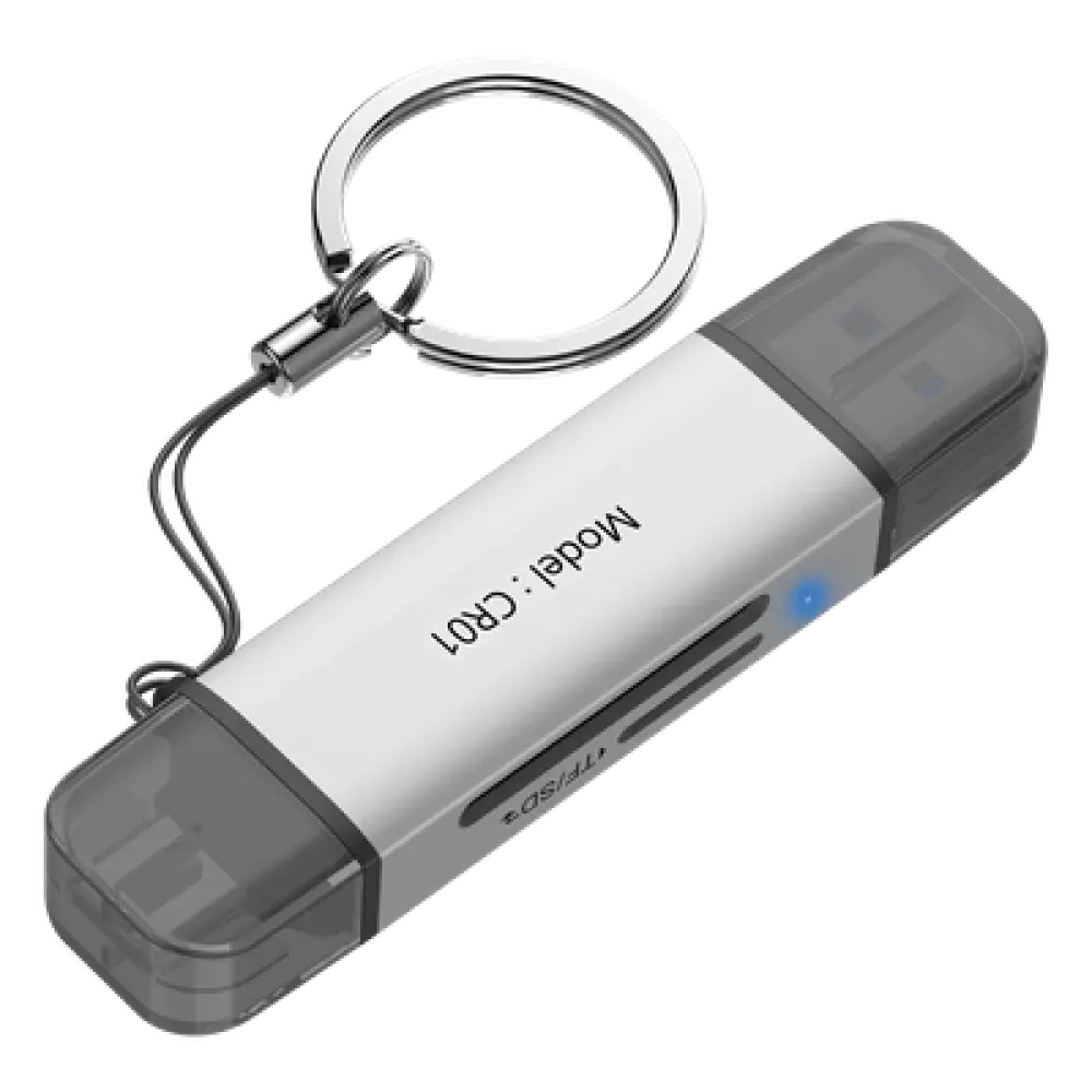 Lector de Tarjetas / USB 3.2 5 Gbps / Dual USB-A y USB-C / SD y Micro SD Simultáneo / Aluminio 73 mm