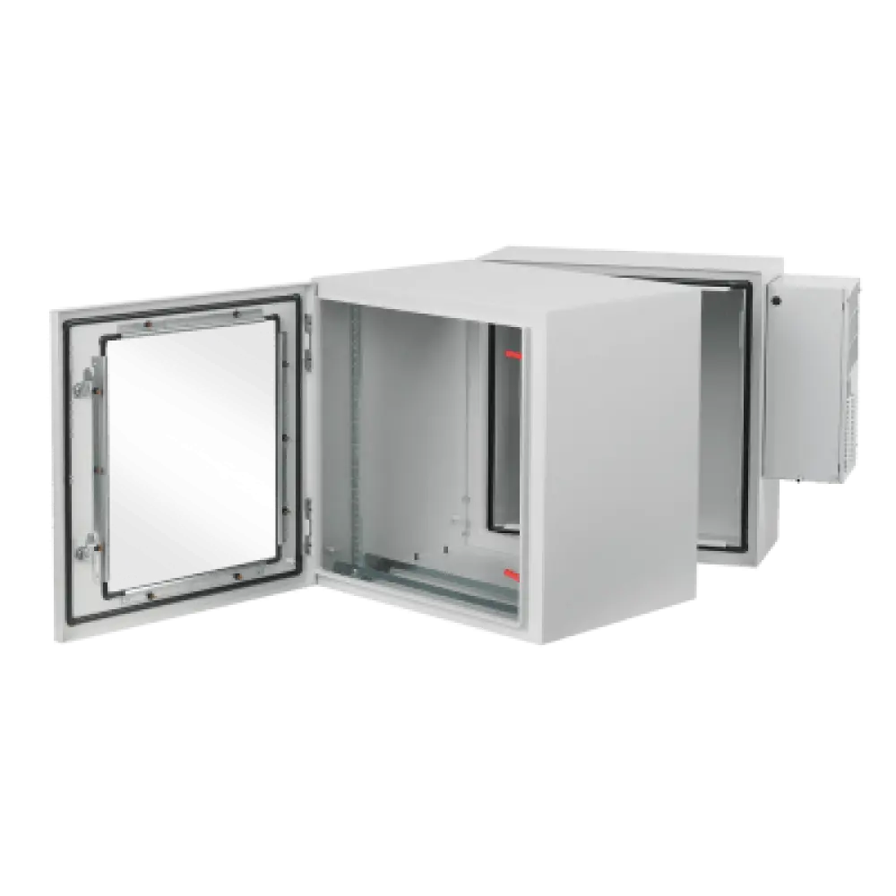 Gabinete Industrial 19" / 36 UR / Doble Puerta Abatible con Ventana / Aire Acondicionado 800 BTU / NEMA 4/12 / IP66 / IK10 / Acero