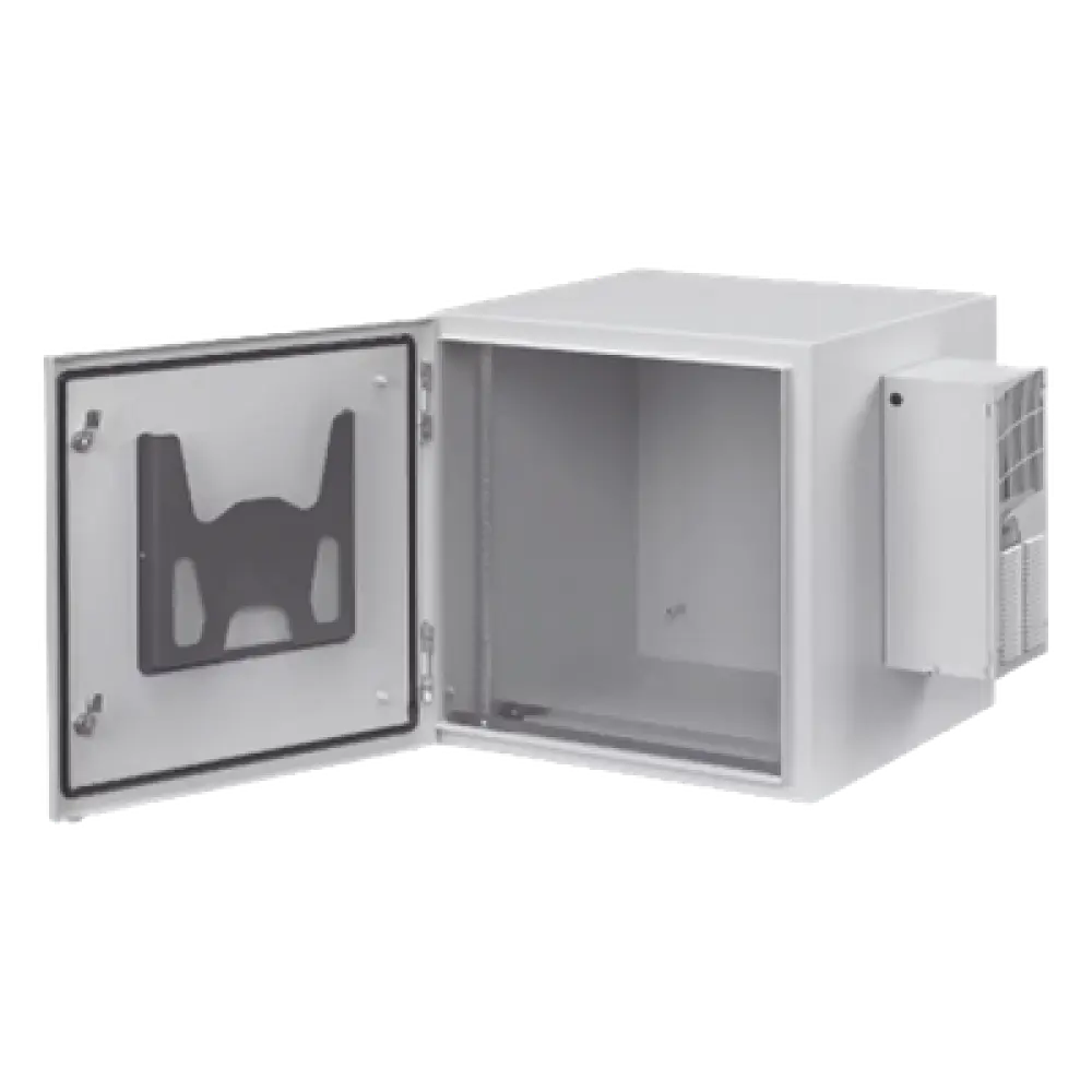Gabinete Industrial de Pared / 12 UR / Acero Calibre 14 / NEMA 4/12 / IP66 / Aire Acondicionado 800 BTU / Puerta Sólida / 24 x 24 x 24 pulgadas