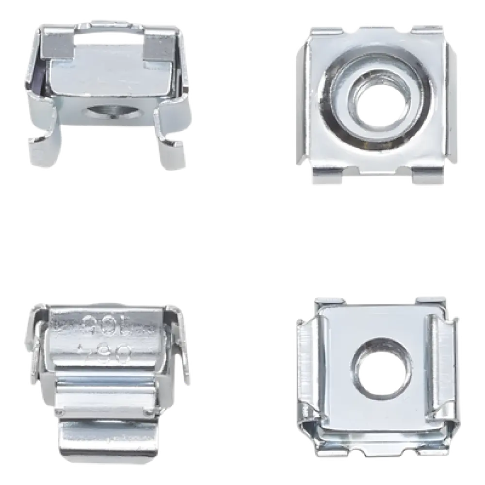 Kit de Tuercas Enjauladas / 10-32 UNC / Acero Plateado / 20 Piezas / Orificios Cuadrados 9 mm / UL 4X