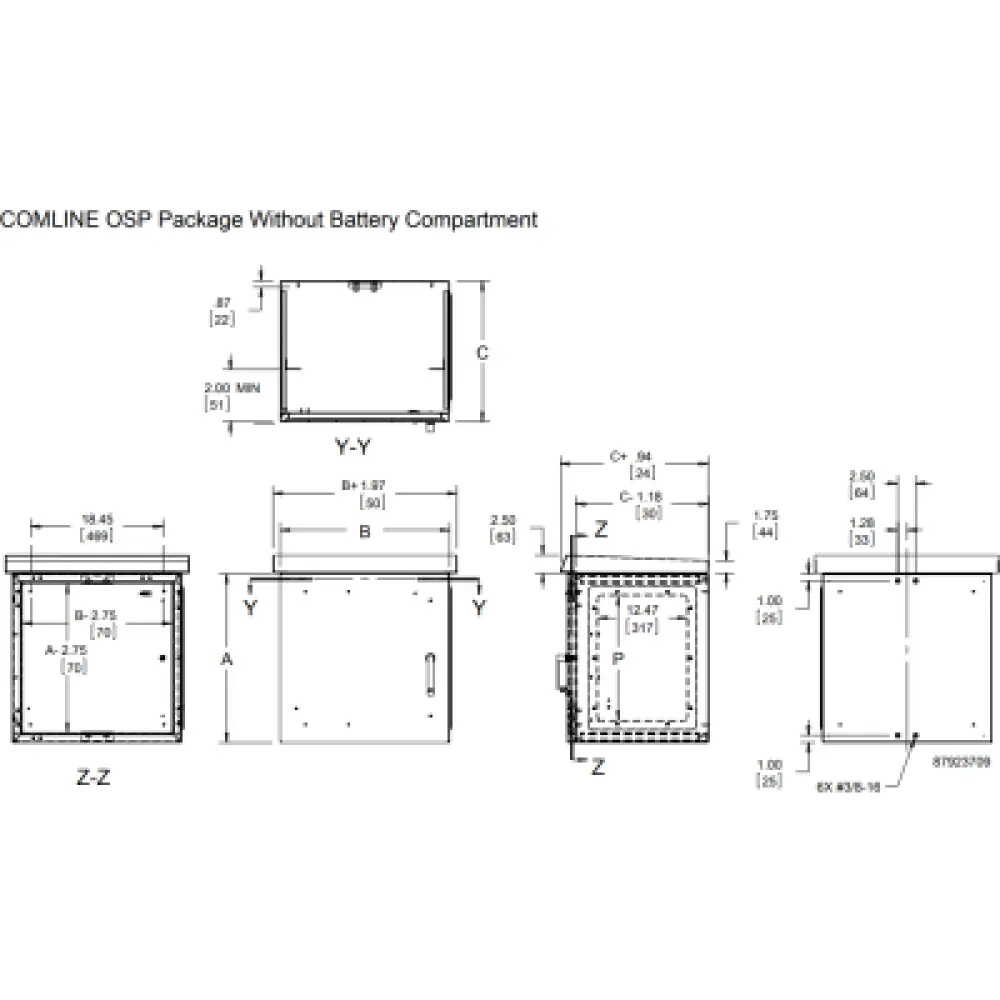 Gabinete OSP / 18 UR / 600 x 500 mm / Aluminio / NEMA 4X / IP66 / Enfriamiento Pasivo