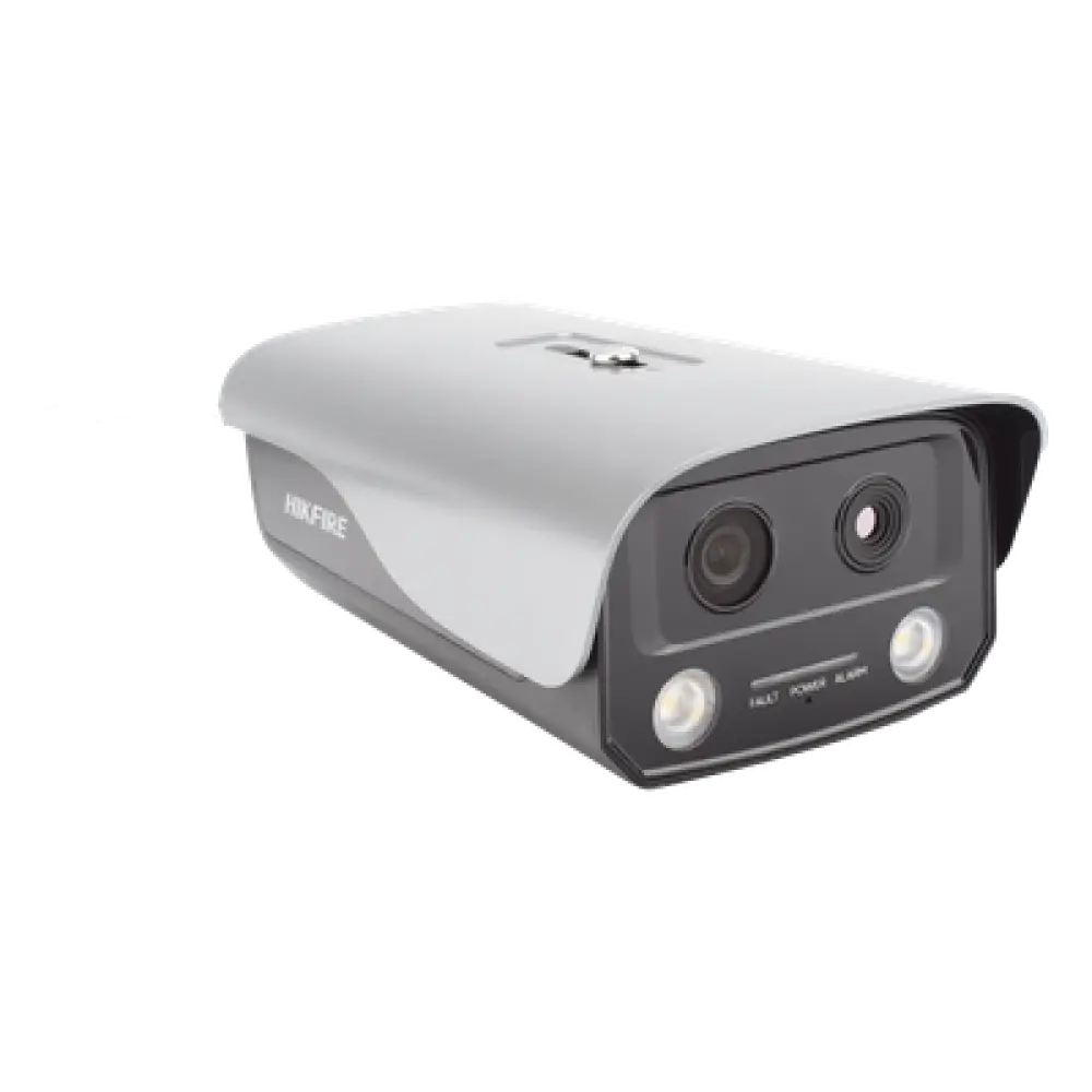 Cámara IP de Detección Térmica de Incendios / Doble Lente 4 MP Óptico + 1 MP Térmico / Rango 0 a 400 °C / Precisión ±2 °C / IP66 / WDR 120 dB