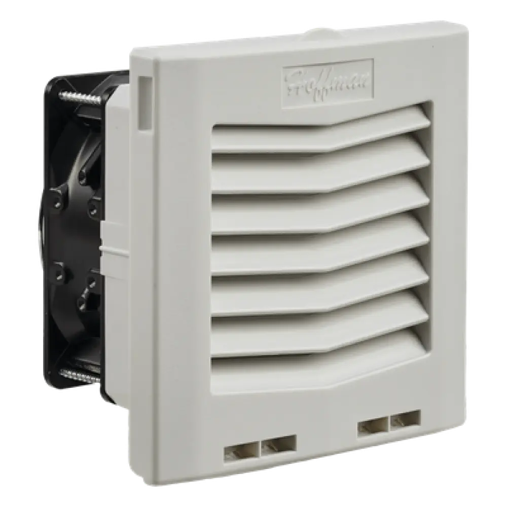 Ventilador con Filtro de Montaje Lateral / Flujo de Aire 35 CFM (59 m³/h) / 115 Vca / IP54 / RAL 7035