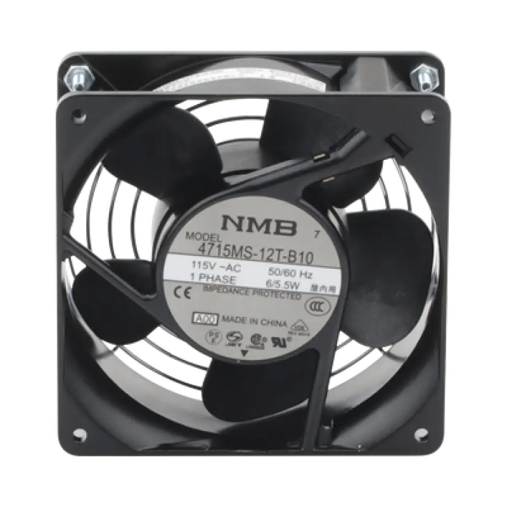 Ventilador Axial Compacto / 4 Pulgadas / 49 CFM / 115 Vca / Acero / Negro / 50,000 Horas / Protección Térmica