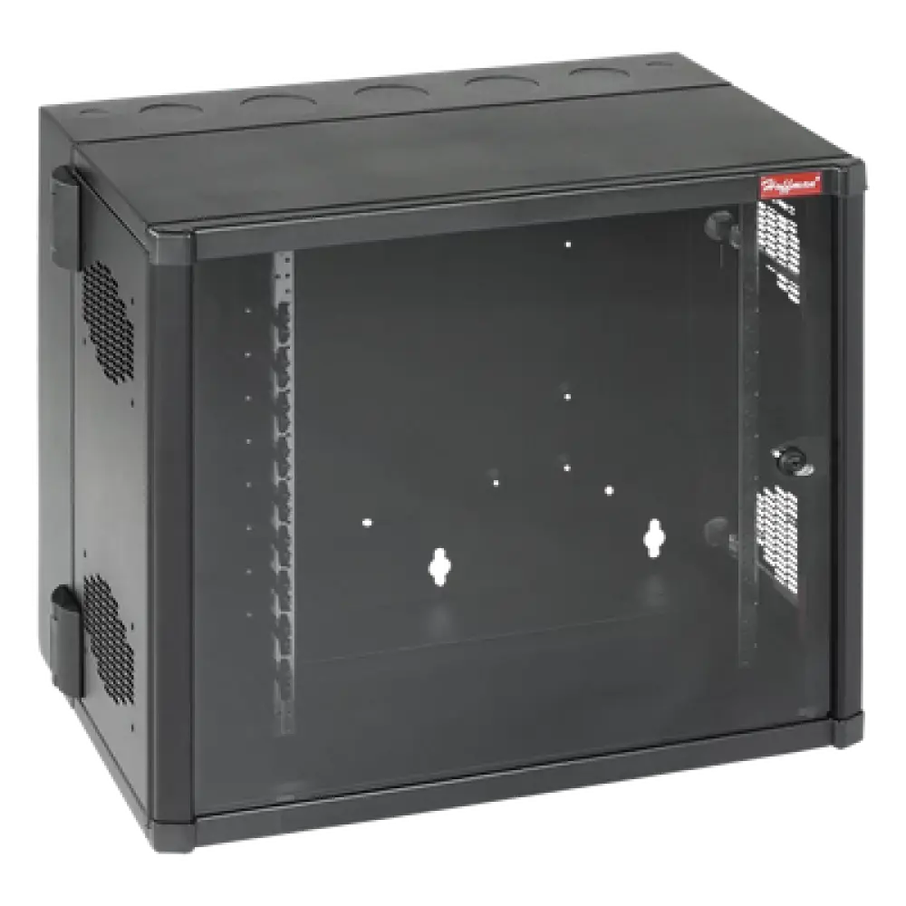 Gabinete de Pared 26 UR / 19in / 700mm Ancho / 637mm Profundidad / 2.3x2.1 pies / Puerta Ventana Seguridad / Negro