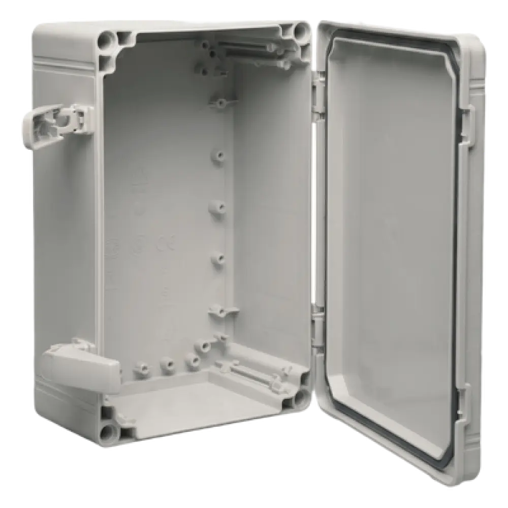 Gabinete Industrial Tipo 4X / ABS / IP66 / 400 x 300 x 180 mm (15.75 x 11.81 x 7.09 in) / Tapa Opaca con Tornillos / RAL 7035 / Panel Ajustable