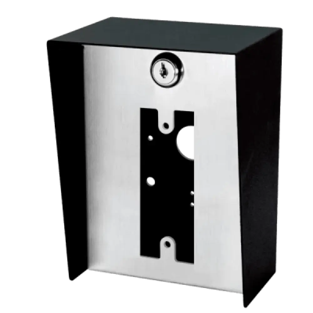 Gabinete para Montaje en Poste / Carcasa de Acero con Pintura en Polvo / Placa Frontal de Acero Inoxidable con Bisagra / IP65 Impermeable / 128x170x94 mm (5.0x6.7x3.7 in)