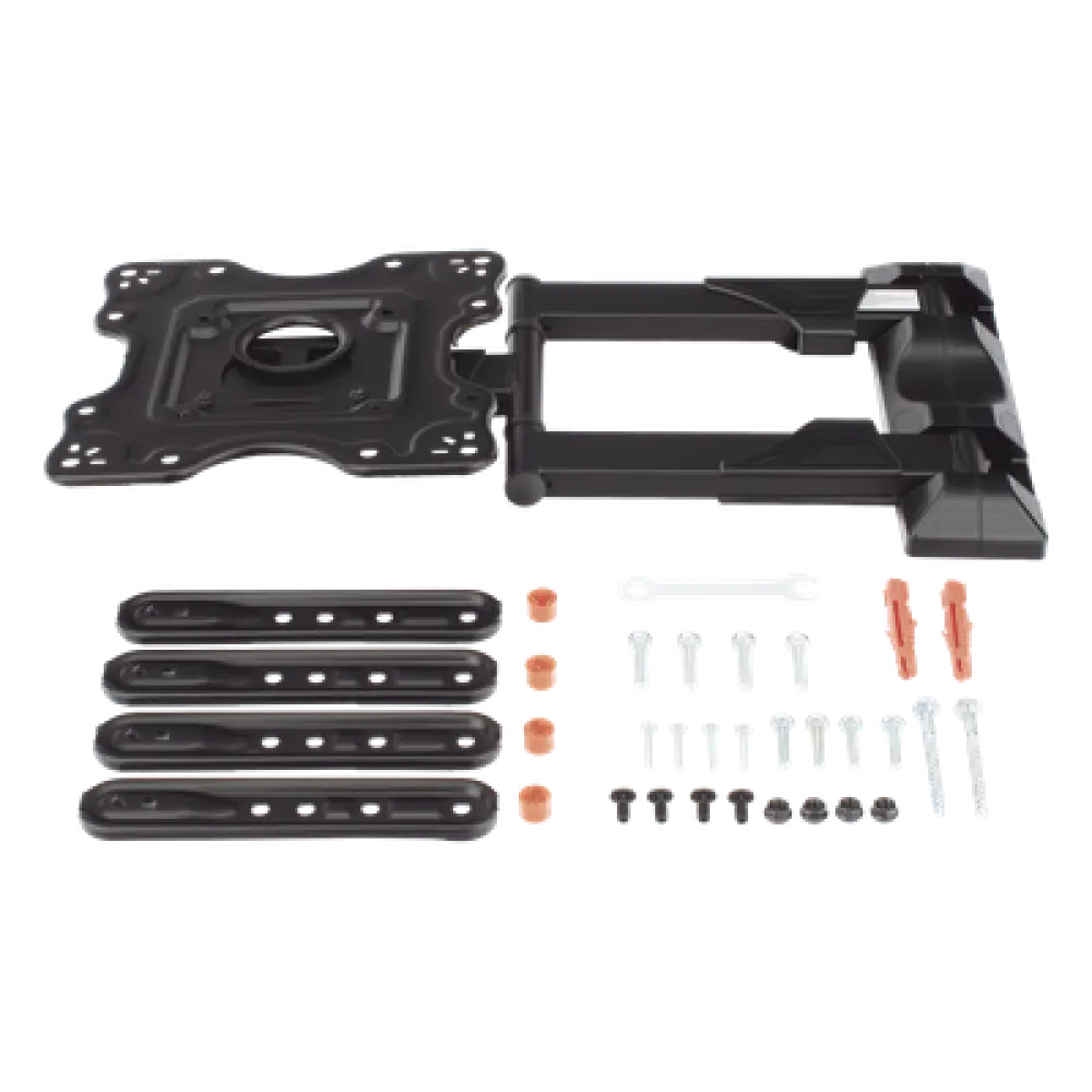 Soporte de Pared Articulado / Pantallas 32" a 55" / VESA 100x100 a 400x400 mm / Carga 27.2 kg (60 lbs) / Extensión 5 a 40 cm / Giro 180° / Inclinación +8° a -5°