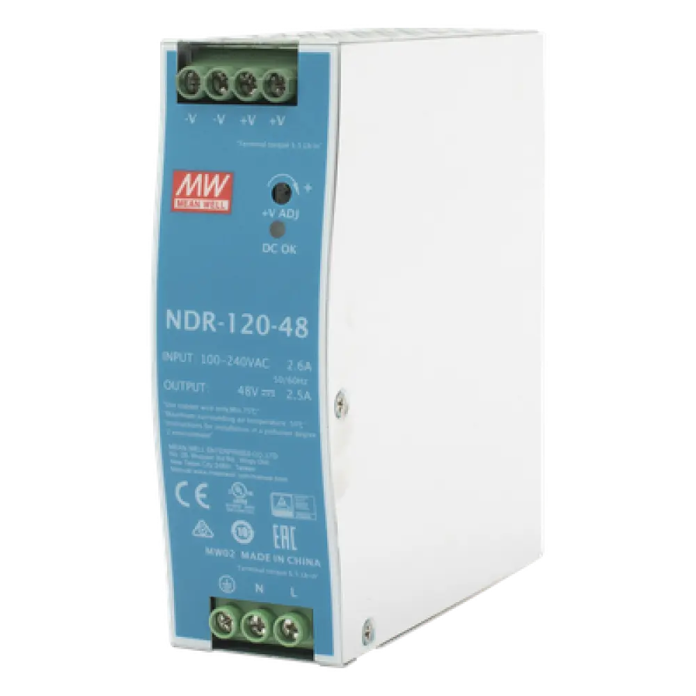 Fuente de poder industrial / 120 W / 48 Vcc / 2.5 A / Entrada universal 90~264 VCA / Riel DIN