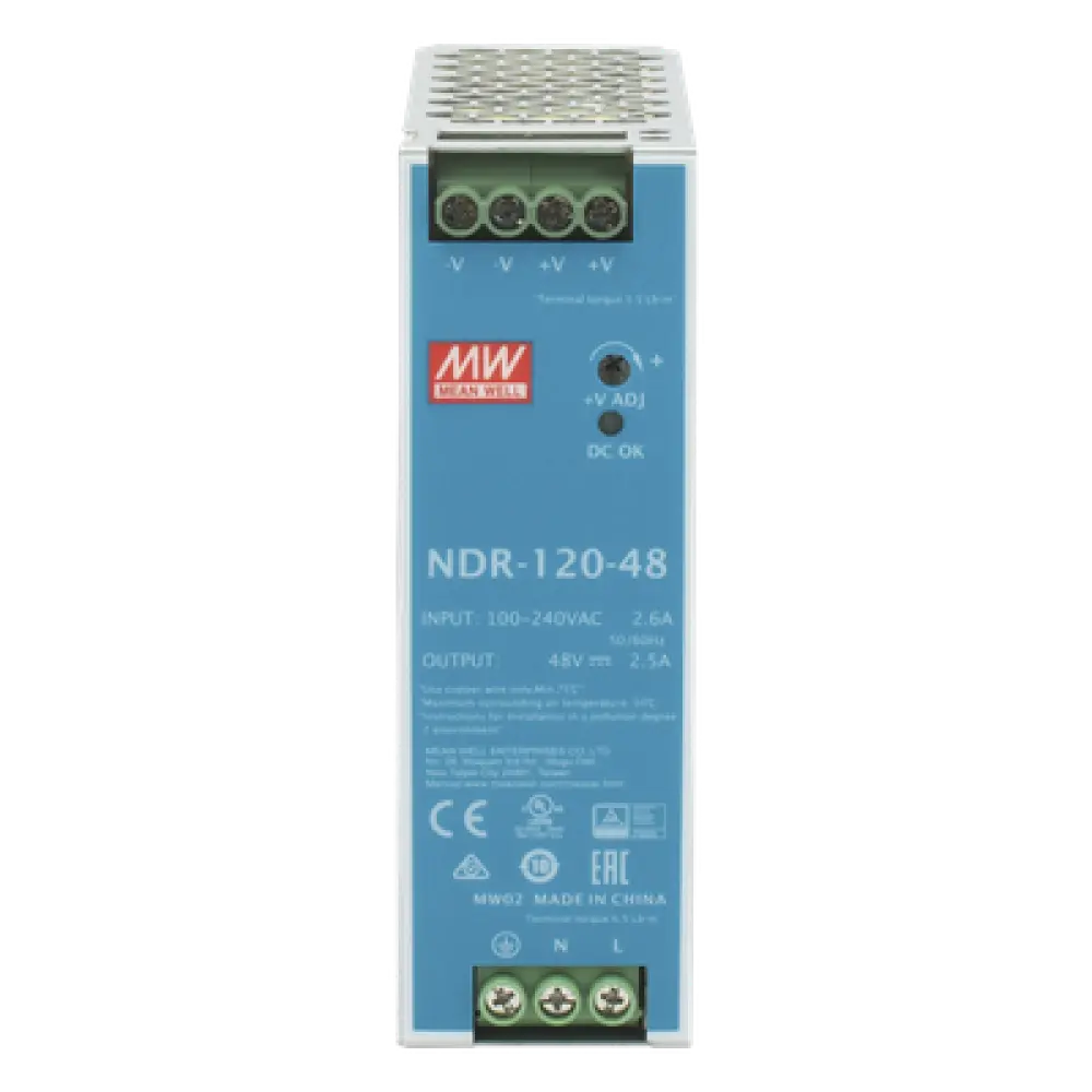 Fuente de poder industrial / 120 W / 48 Vcc / 2.5 A / Entrada universal 90~264 VCA / Riel DIN