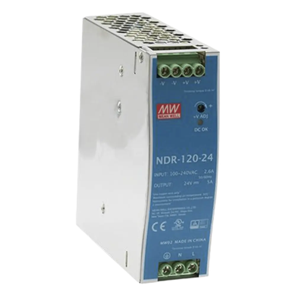 Fuente de Poder para Riel DIN / 120W / Salida 24Vcc 5A / Entrada Universal 90-264Vca / Eficiencia 88%